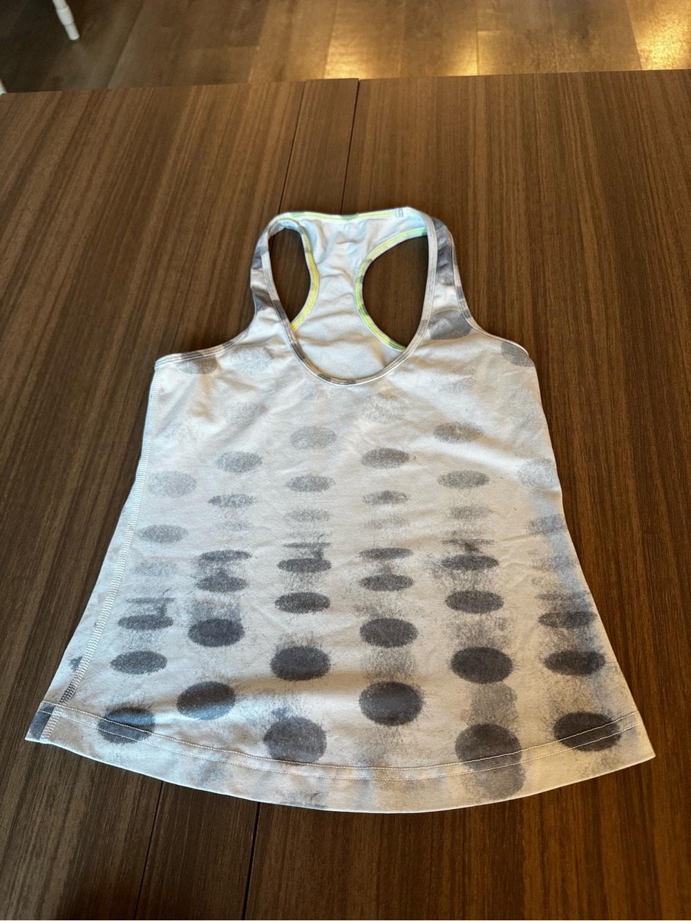 lululemon athletica White Racerback Tank with Gray Polka Dots